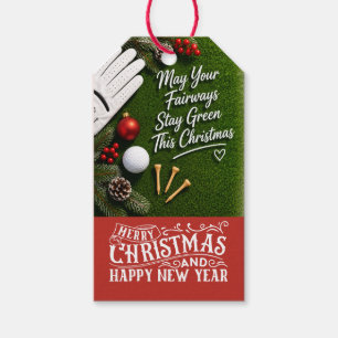 Golf Merry Christmas golf ball on green grass Gift Tags