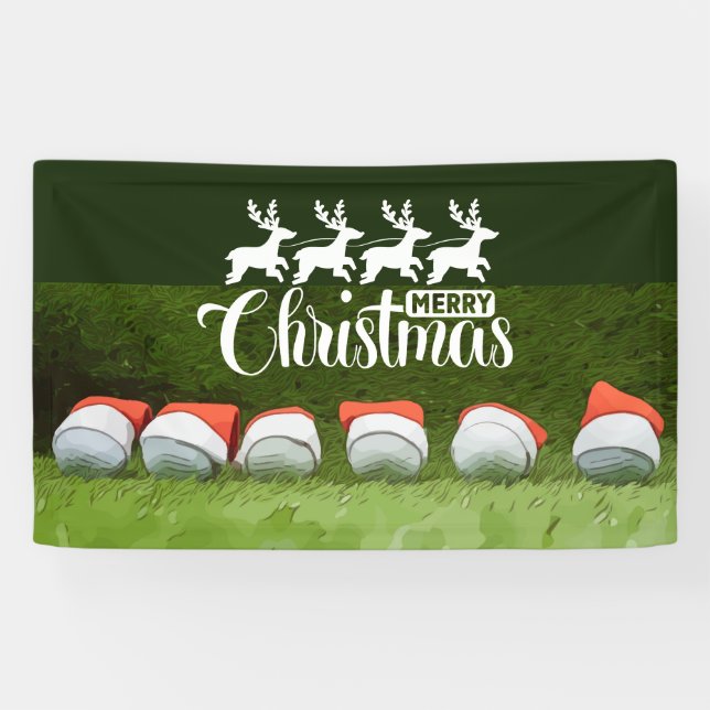 Golf Merry Christmas golf balls wear Santa hat    Banner (Horizontal)