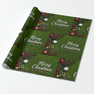 Golf Merry Christmas on Putting Green Holiday Wrapping Paper