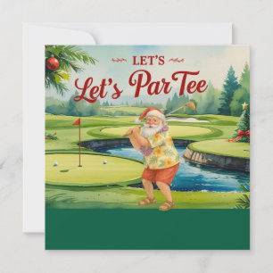 Golf Merry Christmas Santa golfing on course  Holiday Card