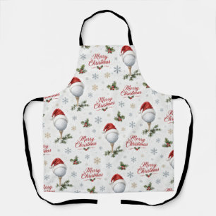 Golf Merry Christmas Santa Hat Golf Ball Christmas Apron