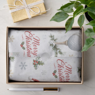 Golf Merry Christmas Santa Hat Golf Ball Holiday Tissue Paper