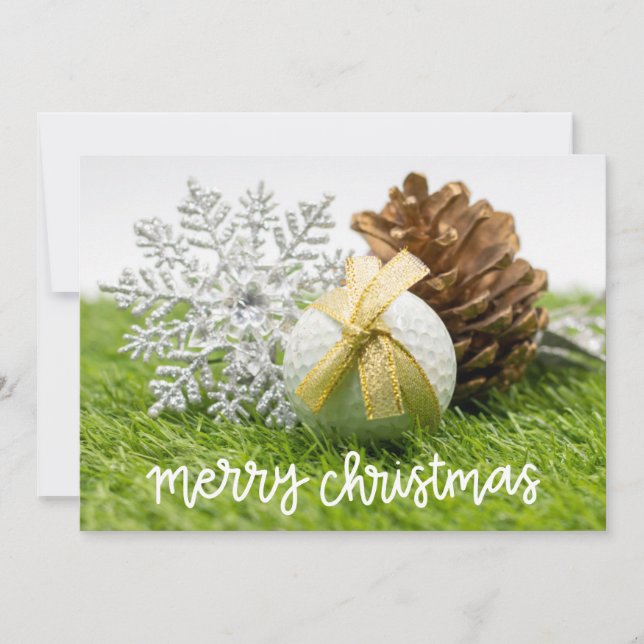 Golf Merry Christmas to Golfer with golf ball   Holiday Card (Front)