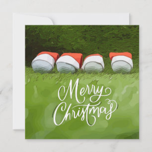 Golf Merry Christmas with golf ball on green grass Card