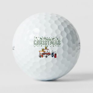 Golf Merry Christmas with golf cart and beer  Golf Balls