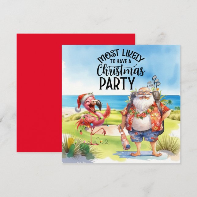 Golf Merry Christmas with Santa and flamingo (Front/Back)