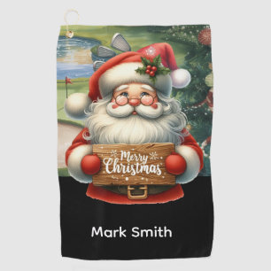 Golf Merry Christmas with Santa and hist bag Golf Towel