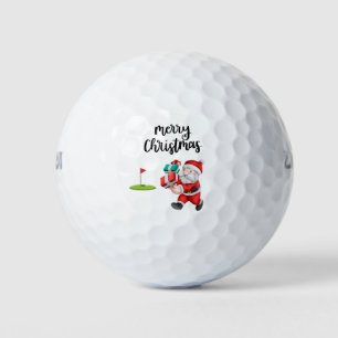 Golf Merry Christmas with Santa Claus at flag    Balls