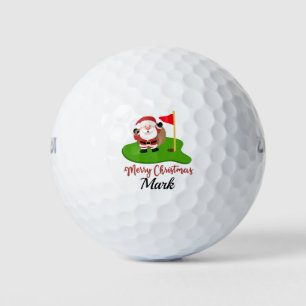 Golf Merry Christmas with Santa Claus at flag  Balls