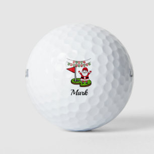 Golf Merry Christmas with Santa Claus at flag  Balls