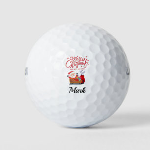 Golf Merry Christmas with Santa Claus at flag  Balls