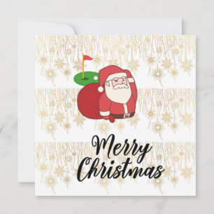 Golf Merry Christmas with Santa Claus at flag Card