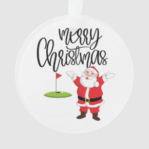 Golf Merry Christmas with Santa Claus at flag   Ornament