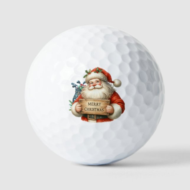 Golf Merry Christmas with Santa Claus  Balls (Front)