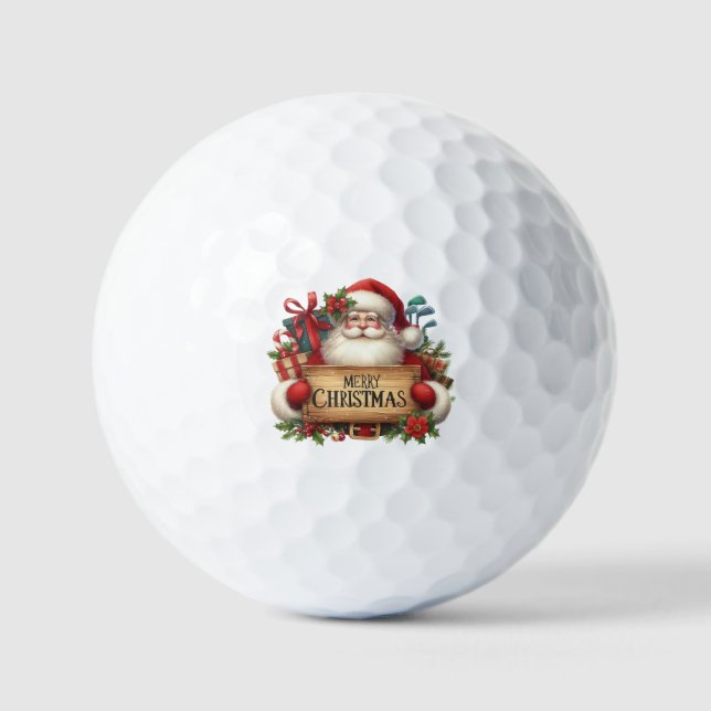 Golf Merry Christmas with Santa Claus  Balls (Front)
