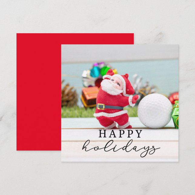 Golf Merry Christmas with Santa Claus  Card (Front/Back)