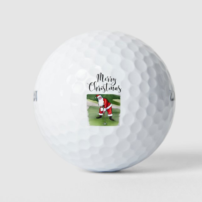 Golf Merry Christmas with Santa Claus Golf Balls (Front)