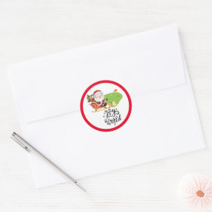 Golf Merry Christmas with Santa Claus golfing Classic Round Sticker
