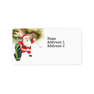 Golf Merry Christmas with Santa Claus golfing  Label