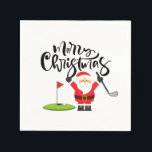 Golf Merry Christmas with Santa Claus Golfing Napkin<br><div class="desc">What better way to celebrate Christmas than with a game of golf? Make it even more festive by using these Santa Claus napkins. They'll add a touch of holiday cheer to your game.</div>