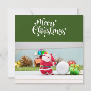 Golf Merry Christmas with Santa Claus  Holiday Card