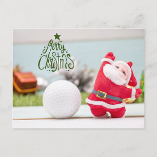 Golf Merry Christmas with Santa Claus Holiday Postcard