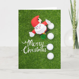 Golf Merry Christmas with Santa Claus on green Card