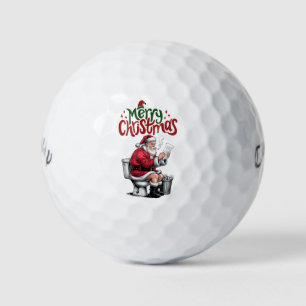 Golf Merry  Christmas with Santa Claus to golfer  Balls