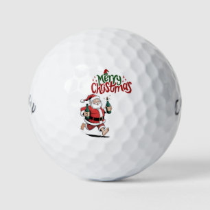 Golf Merry  Christmas with Santa Claus to golfer  Balls