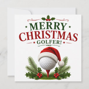 Golf Merry Christmas with Santa Hat Card
