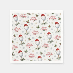 Golf Merry Christmas with Santa Hat Napkin
