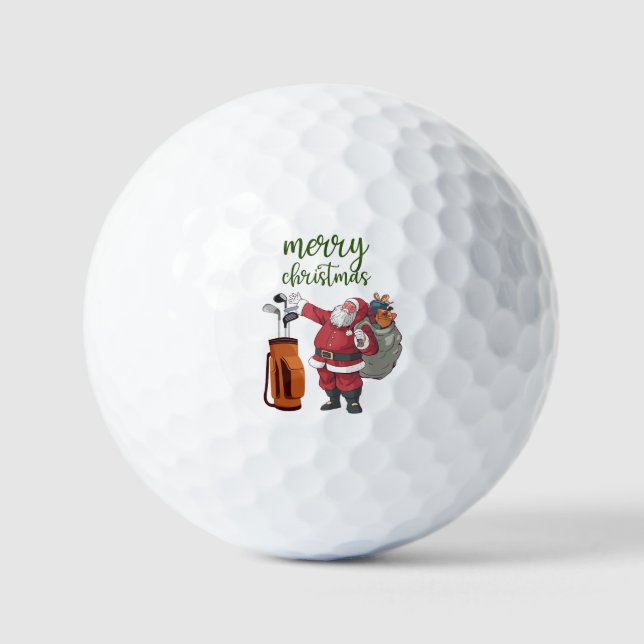 Golf Merry Christmas with Santa playing golf  Golf Balls (Front)