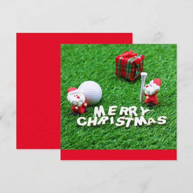 Golf Merry Christmas with Santa playing golfer   (Front/Back)