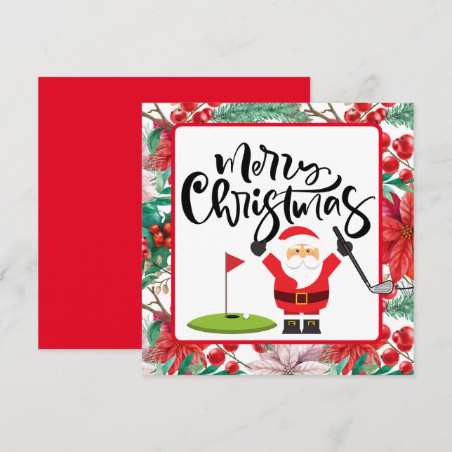 Golf Merry Christmas with Santa playing golfer   (Front/Back)