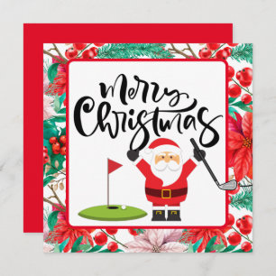 Golf Merry Christmas with Santa playing golfer