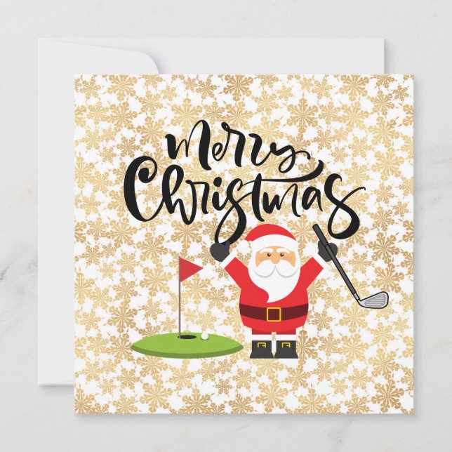 Golf Merry Christmas with Santa playing golfer   (Front)