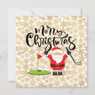 Golf Merry Christmas with Santa playing golfer