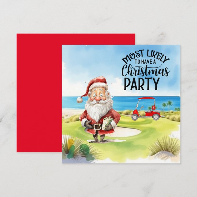 Golf Merry Christmas with Santa playing golfer   (Front/Back)