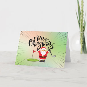 Golf Merry Christmas with Santa playing golfer   Card