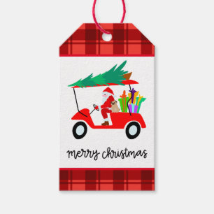 Golf Merry Christmas with Santa riding golf cart   Gift Tags