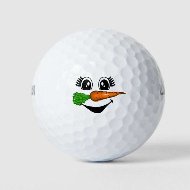 Golf Merry Christmas with Snowman Funny  Balls (Front)