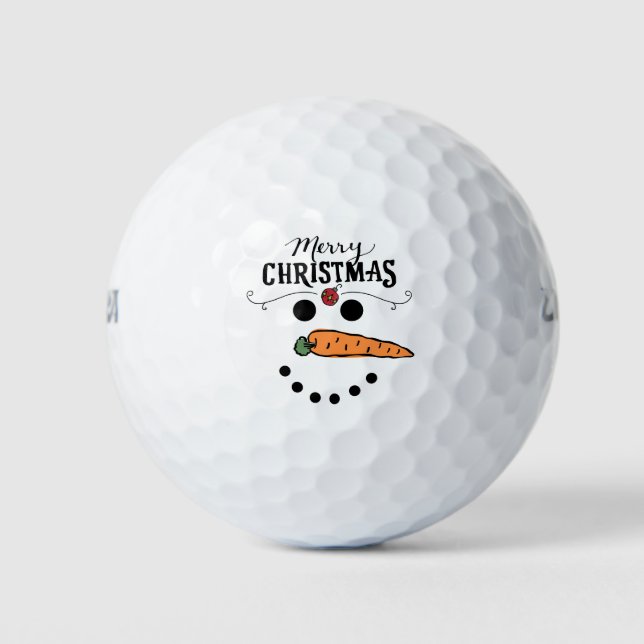 Golf Merry Christmas with Snowman Funny  Golf Balls (Front)
