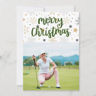 Golf Merry Christmas with your own photo Holiday Card
