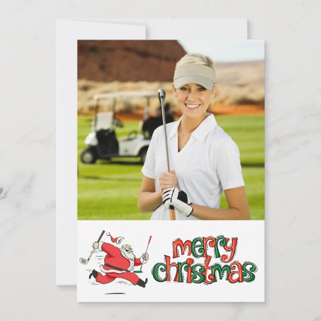 Golf Merry Christmas with your own photo Holiday Card (Front)