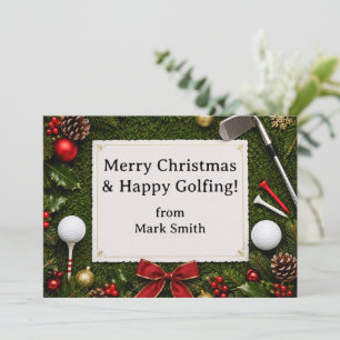 Golf Merry Christmas with your wishes for golfer Holiday Card