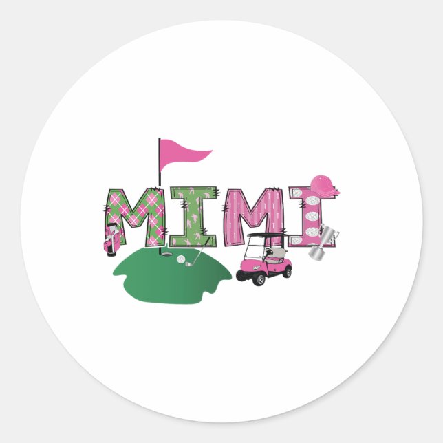 Golf Mimi Hole In One Golf 1st Birthday Party  Classic Round Sticker (Front)