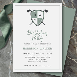 Golf Modern Any Age Birthday Party Stylish Green Invitation