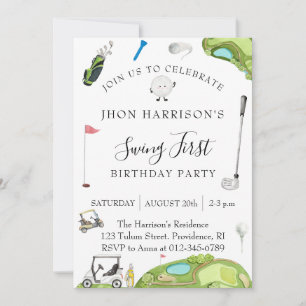 Golf Modern Birthday Party Invitation