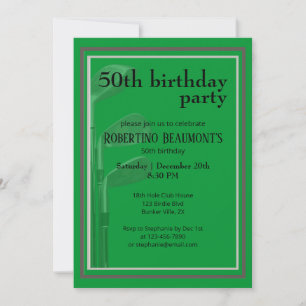 Golf Modern Corporate Green Black 50th Birthday In Invitation