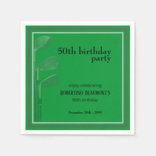 Golf Modern Corporate Green Black 50th Birthday In Napkin